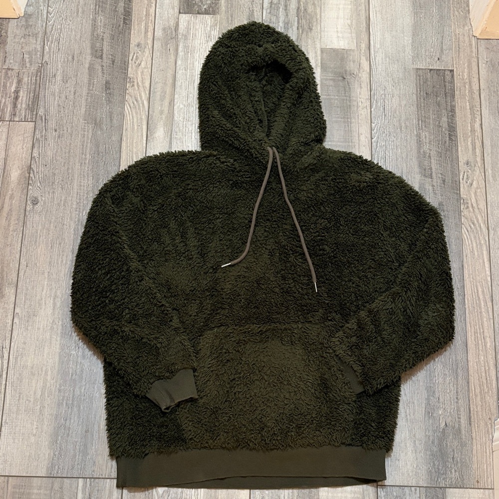 Cotton On Olive Green Sherpa Hoodie size small